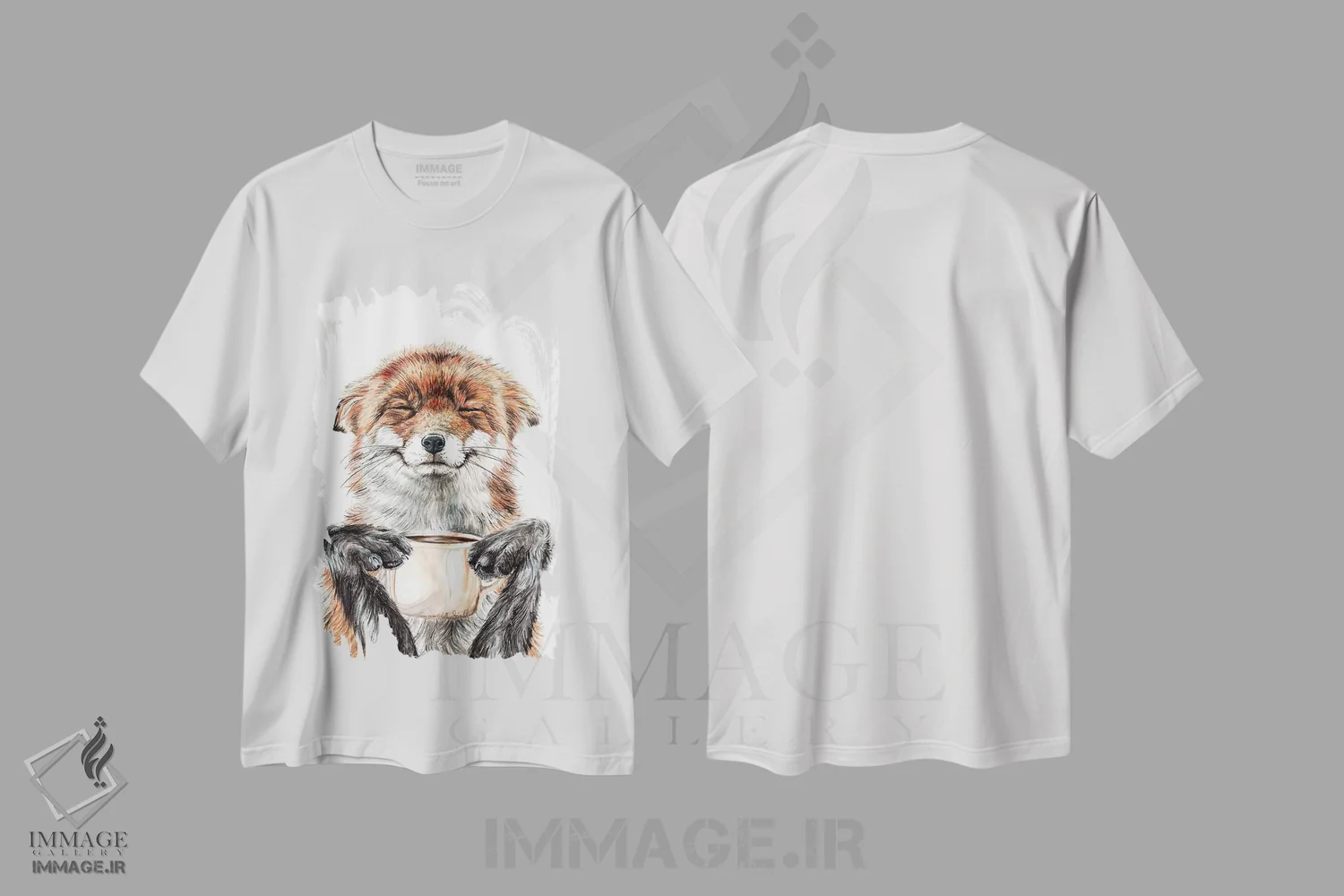 تیشرت سفید طرح دار روباه صبحگاهی، مدیوم اثر هالی سیمنتال | immage.ir