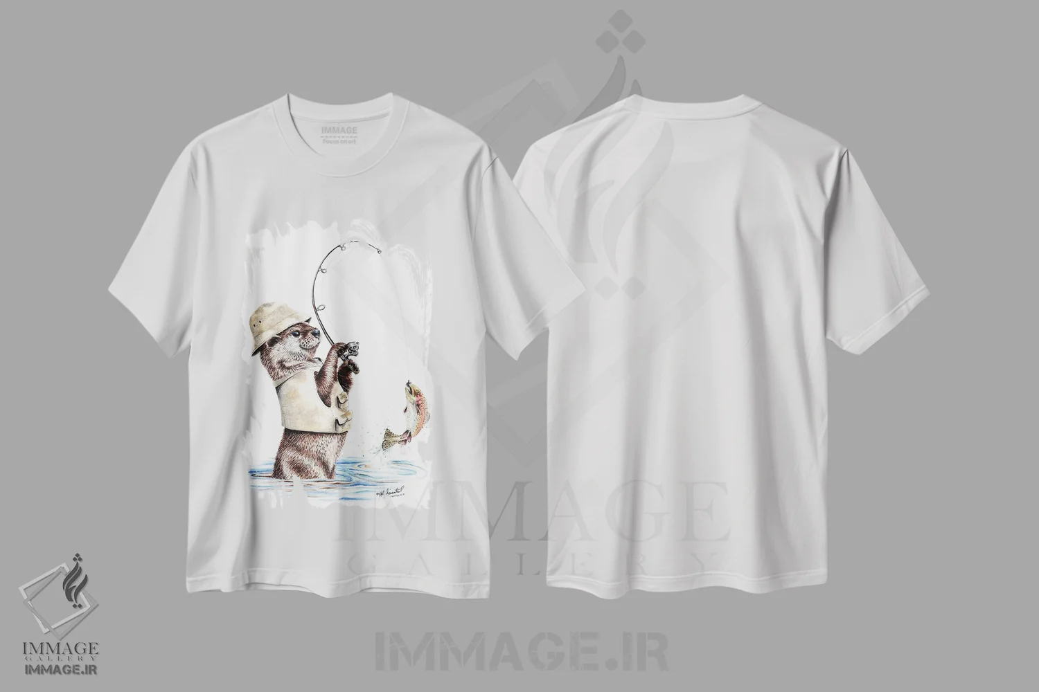 تیشرت سفید طرح دار ماهیگیر طبیعت اثر هالی سیمنتال | فروشگاه ایماژ