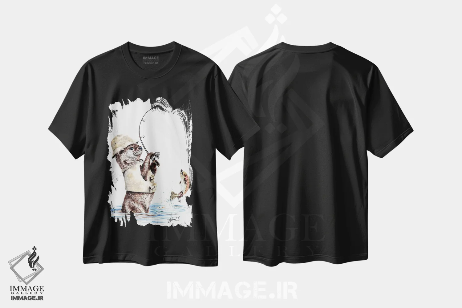 تیشرت مشکی طرح دار ماهیگیر طبیعت اثر هالی سیمنتال | immage.ir