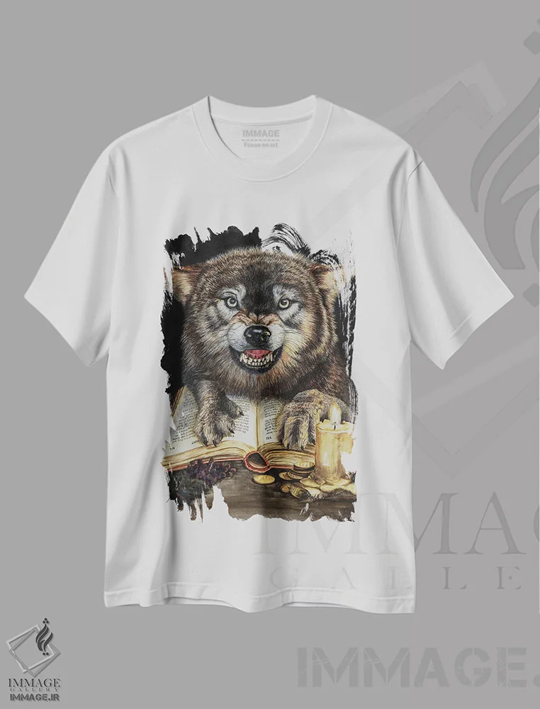 تیشرت سفید طرح دار داستان در کالبد جسم اثر هالی سیمنتال | فروشگاه ایماژ