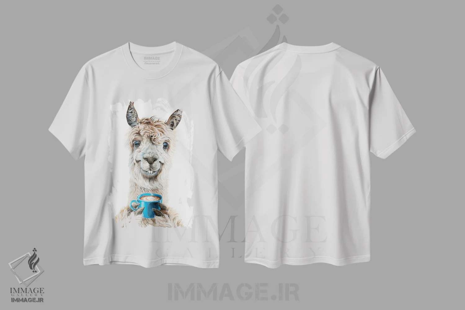 تیشرت سفید طرح دار لاته لاما، تزئینی اثر هالی سیمنتال | immage.ir
