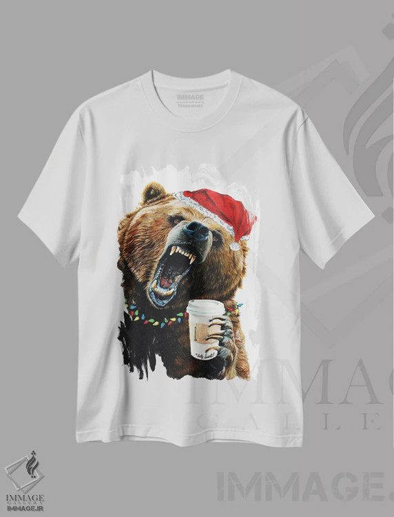 تیشرت سفید طرح دار صبح های گریزلی کریسمس، حیوانات کریسمسی اثر هالی سیمنتال | فروشگاه ایماژ