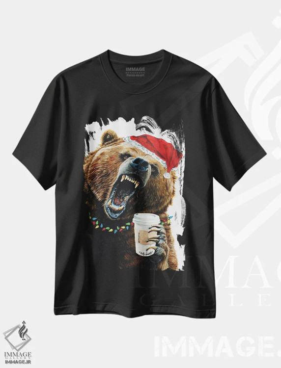 تیشرت مشکی طرح دار صبح های گریزلی کریسمس، حیوانات کریسمسی اثر هالی سیمنتال | immage.ir