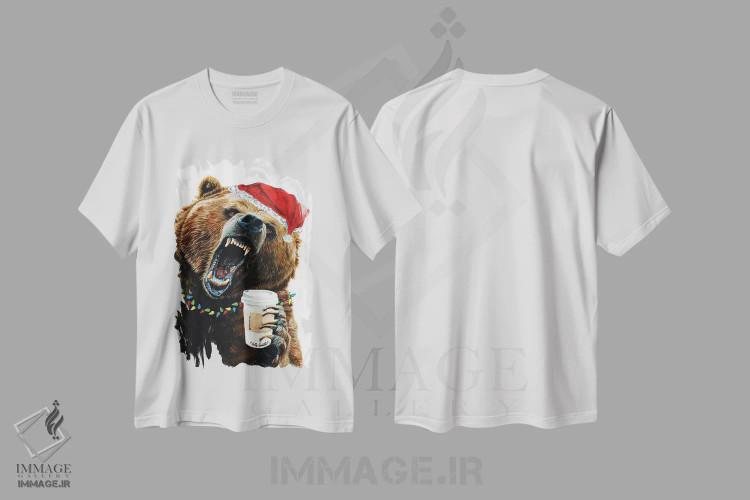 تیشرت سفید طرح دار صبح های گریزلی کریسمس، حیوانات کریسمسی اثر هالی سیمنتال | فروشگاه ایماژ