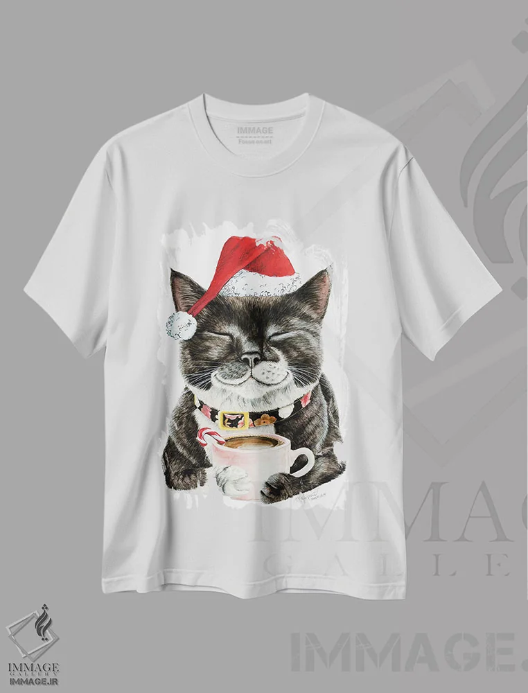 تیشرت سفید طرح دار صبح بی نقص کریسمس، حیوانات کریسمسی اثر هالی سیمنتال | فروشگاه ایماژ