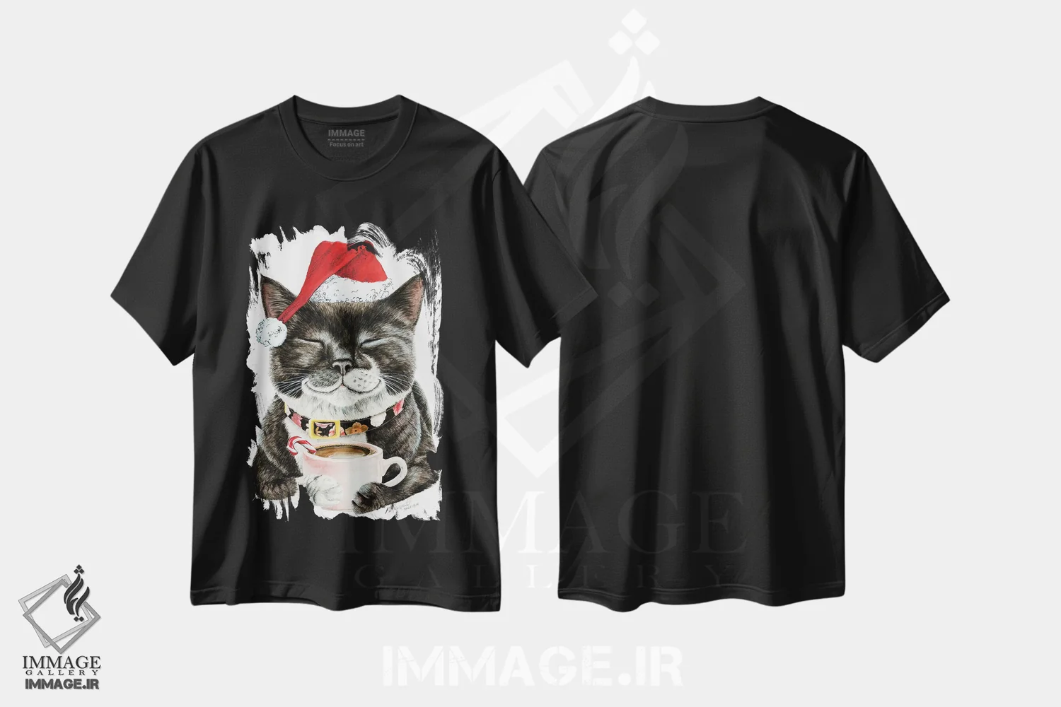 تیشرت مشکی طرح دار صبح بی نقص کریسمس، حیوانات کریسمسی اثر هالی سیمنتال | immage.ir