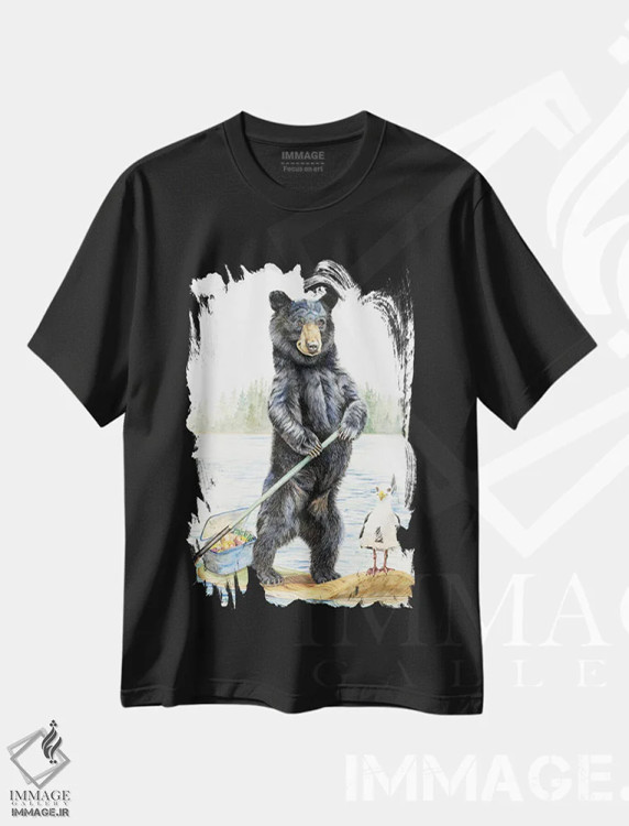 تیشرت مشکی طرح دار راهزنان ساحل، دکور کلبه و لژ اثر هالی سیمنتال | فروشگاه ایماژ
