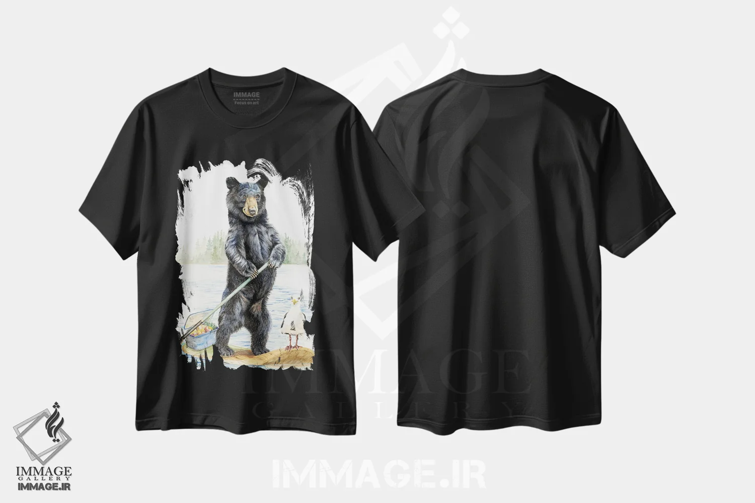 تیشرت مشکی طرح دار راهزنان ساحل، دکور کلبه و لژ اثر هالی سیمنتال | فروشگاه ایماژ