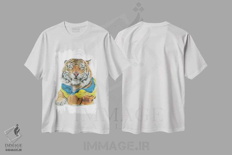تیشرت سفید طرح دار ببر اوکراینی، مدیوم اثر هالی سیمنتال | فروشگاه ایماژ