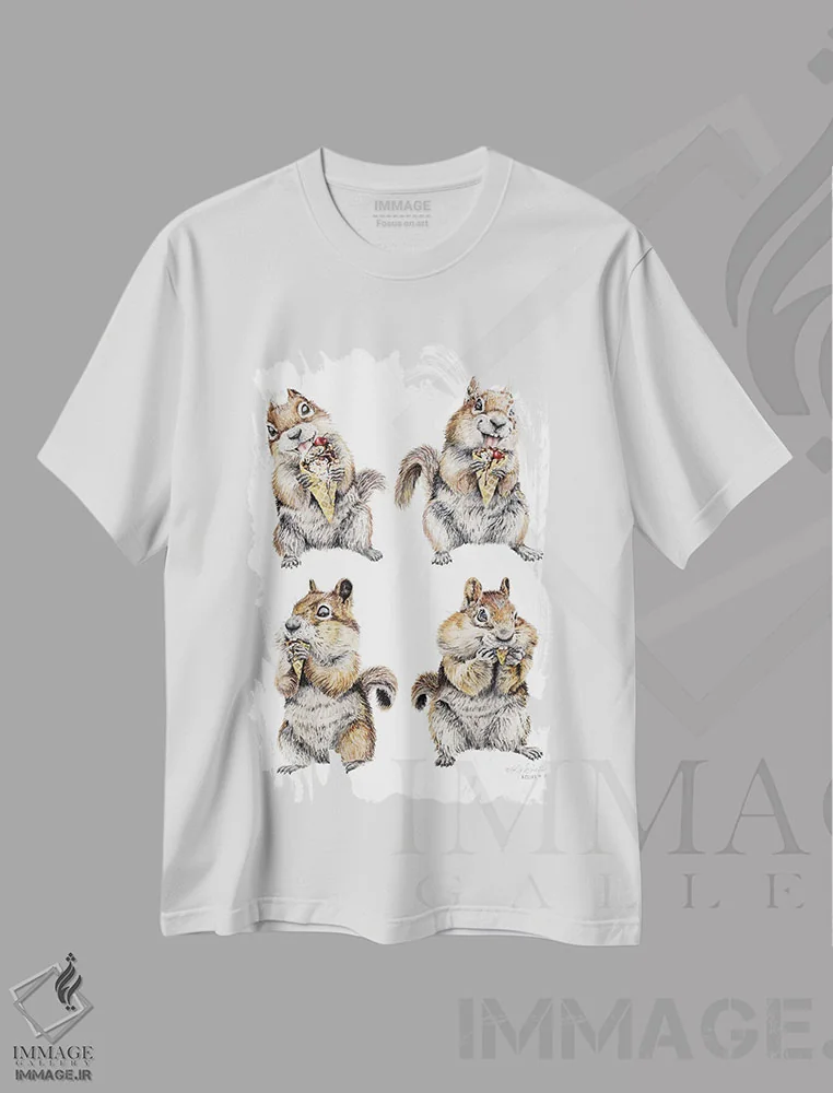 تیشرت سفید طرح دار دیوانه بستنی، هنر فاخر معاصر اثر هالی سیمنتال | immage.ir