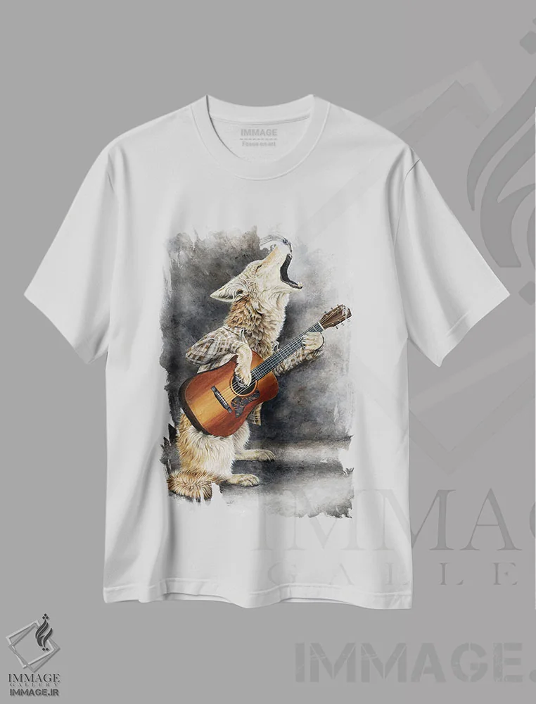 تیشرت سفید طرح دار آواز شغال، تزئینی اثر هالی سیمنتال | immage.ir