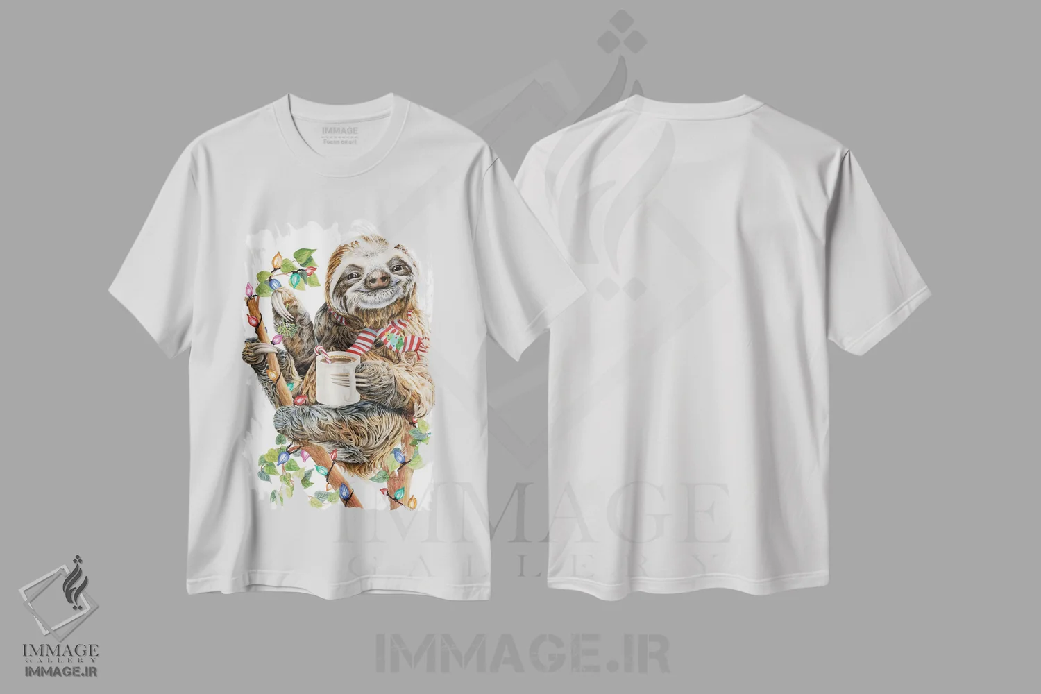 تیشرت سفید طرح دار اوج صبح کریسمس، حیوانات کریسمسی اثر هالی سیمنتال | immage.ir