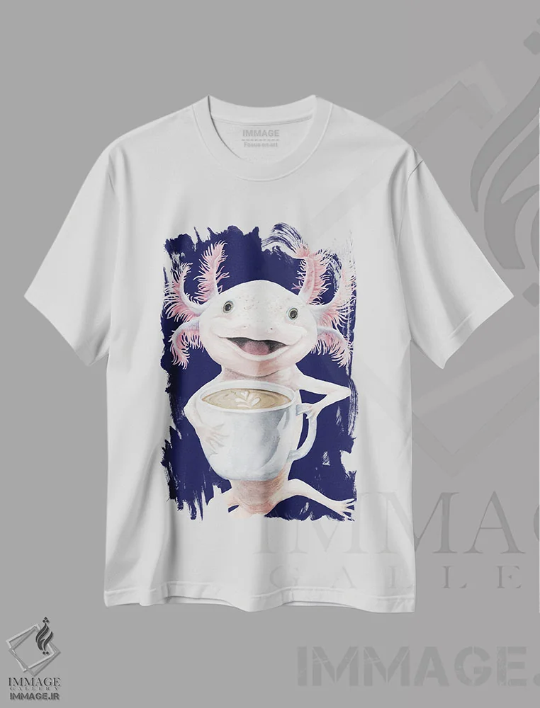 تیشرت سفید طرح دار Axolotl Coffee,آکسولاتِه، قهوه آکسولوتل، تزئینی اثر هالی سیمنتال | immage.ir