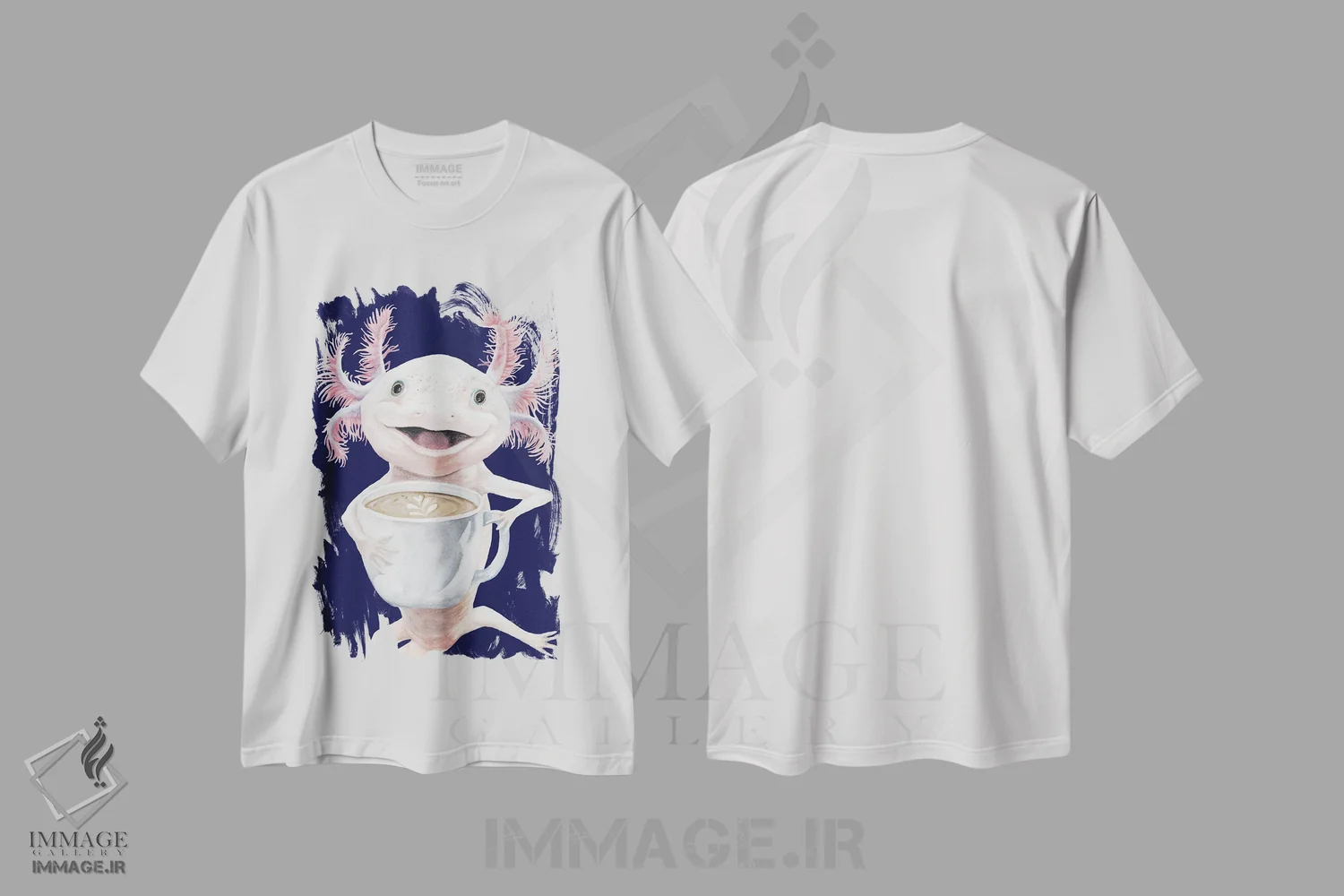 تیشرت سفید طرح دار Axolotl Coffee,آکسولاتِه، قهوه آکسولوتل، تزئینی اثر هالی سیمنتال | immage.ir