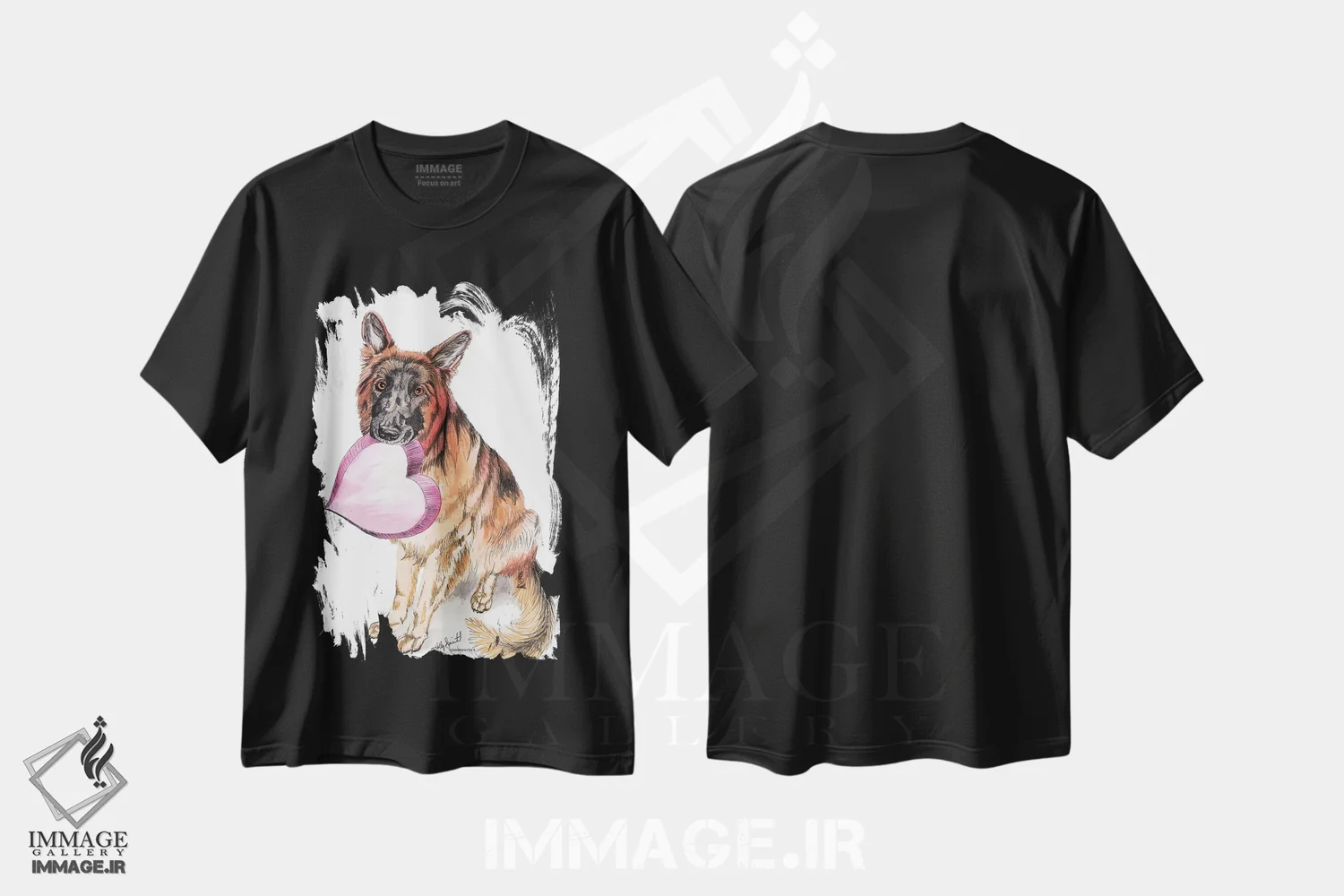 تیشرت مشکی طرح دار عشق شپرد آلمانی، مدیوم اثر هالی سیمنتال | فروشگاه ایماژ