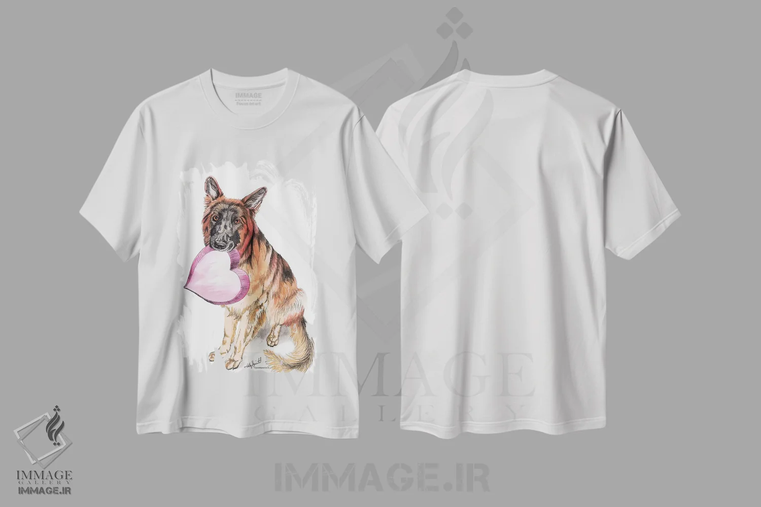 تیشرت سفید طرح دار عشق شپرد آلمانی، مدیوم اثر هالی سیمنتال | immage.ir
