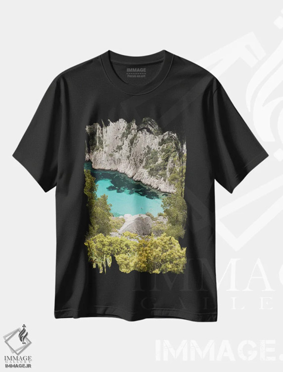 تیشرت مشکی طرح دار پارک ملی کالانک در فرانسه دوم، مدیوم اثر هنریکه شنک | فروشگاه ایماژ