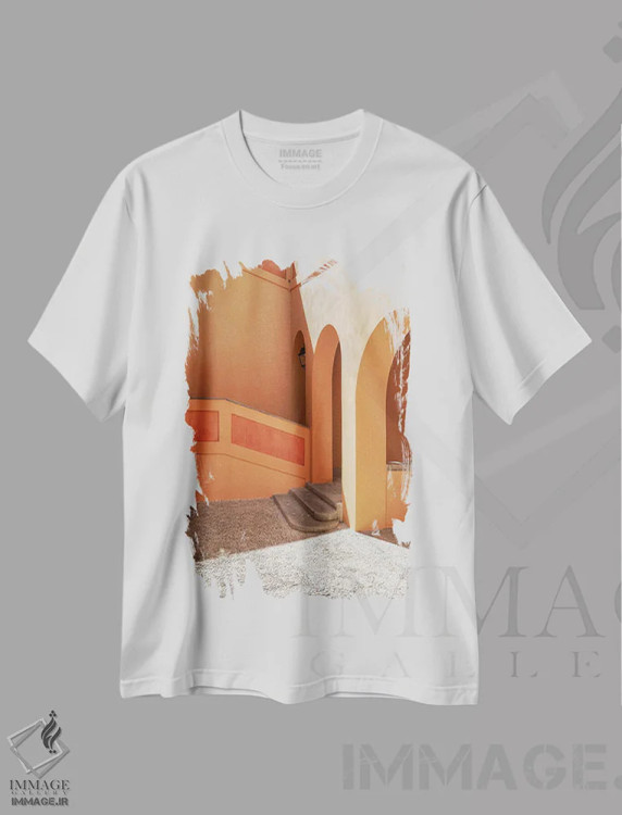 تیشرت سفید طرح دار راهرو رنگارنگ، مدیوم اثر هنریکه شنک | فروشگاه ایماژ