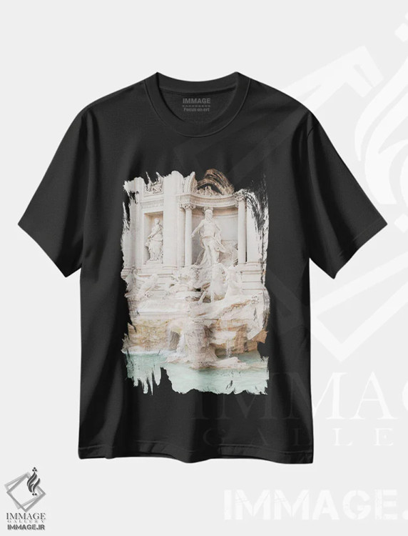 تیشرت مشکی طرح دار Italy,فواره تروی رم، ایتالیا، مدیوم اثر هنریکه شنک | immage.ir