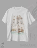 تیشرت سفید طرح دار Italy,فواره تروی رم، ایتالیا، مدیوم اثر هنریکه شنک | فروشگاه ایماژ
