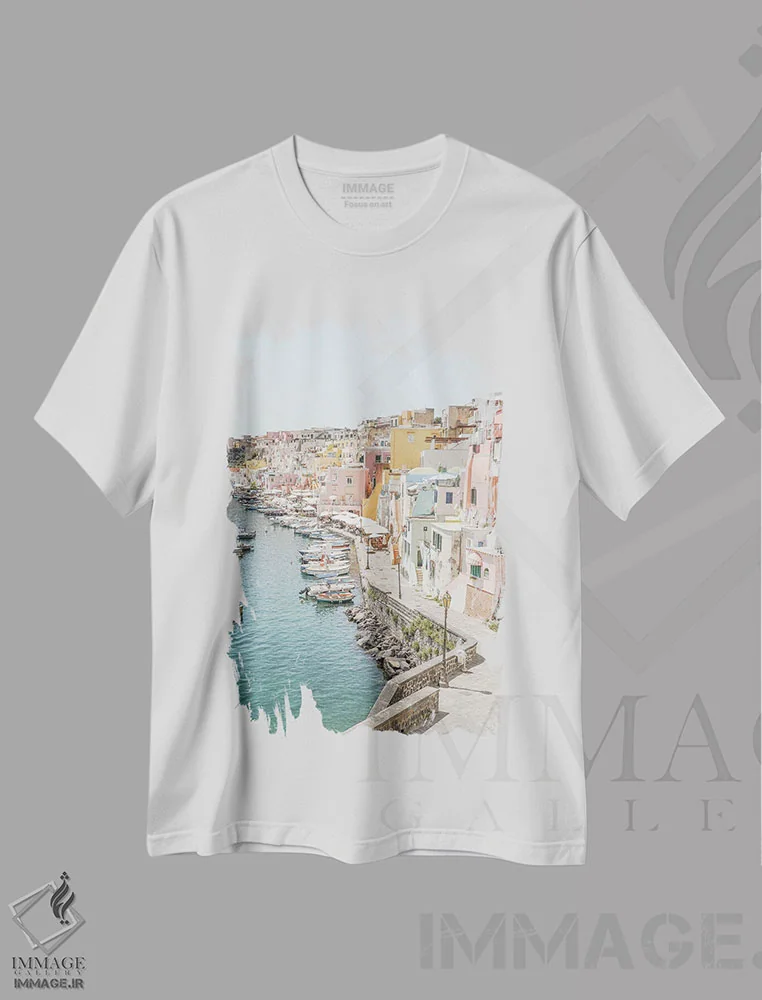 تیشرت سفید طرح دار Italy,جزیره پروچیدا، ایتالیا، مدیوم اثر هنریکه شنک | immage.ir