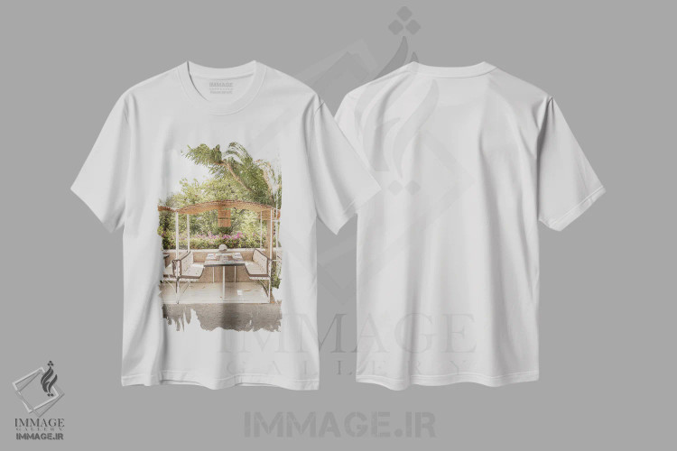 تیشرت سفید طرح دار حال وهوای جزیره کاپری، مدیوم اثر هنریکه شنک | فروشگاه ایماژ