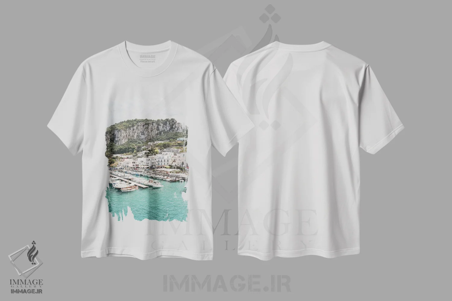تیشرت سفید طرح دار نمای جزیره کاپری، مدیوم اثر هنریکه شنک | immage.ir
