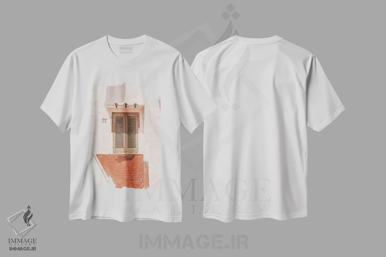 تیشرت سفید طرح دار صورتی ایتالیایی، مدیوم اثر هنریکه شنک | فروشگاه ایماژ