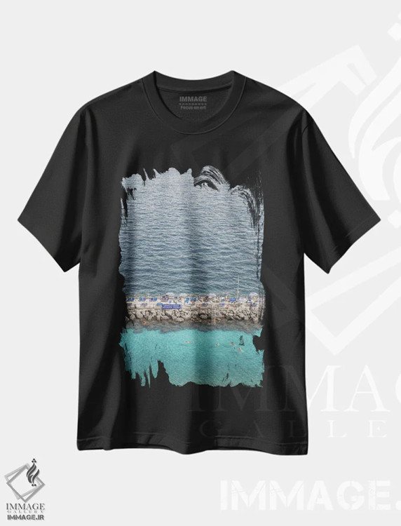 تیشرت مشکی طرح دار سایه های آبی ایتالیایی، مدیوم اثر هنریکه شنک | فروشگاه ایماژ