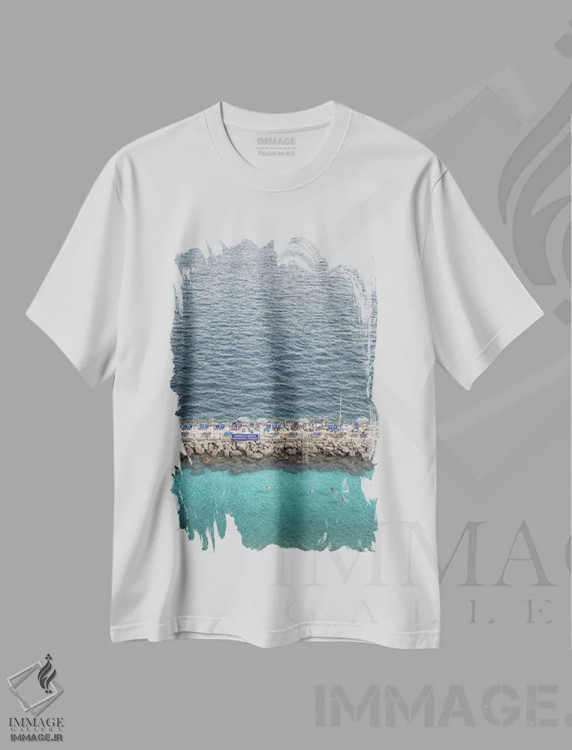 تیشرت سفید طرح دار سایه های آبی ایتالیایی، مدیوم اثر هنریکه شنک | immage.ir