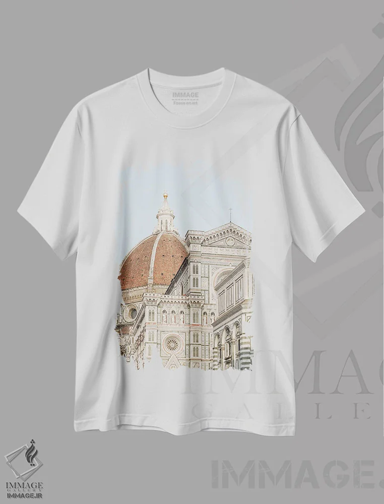 تیشرت سفید طرح دار Florence Italy,کلیسای دومو، فلورانس، ایتالیا، مدیوم اثر هنریکه شنک | immage.ir