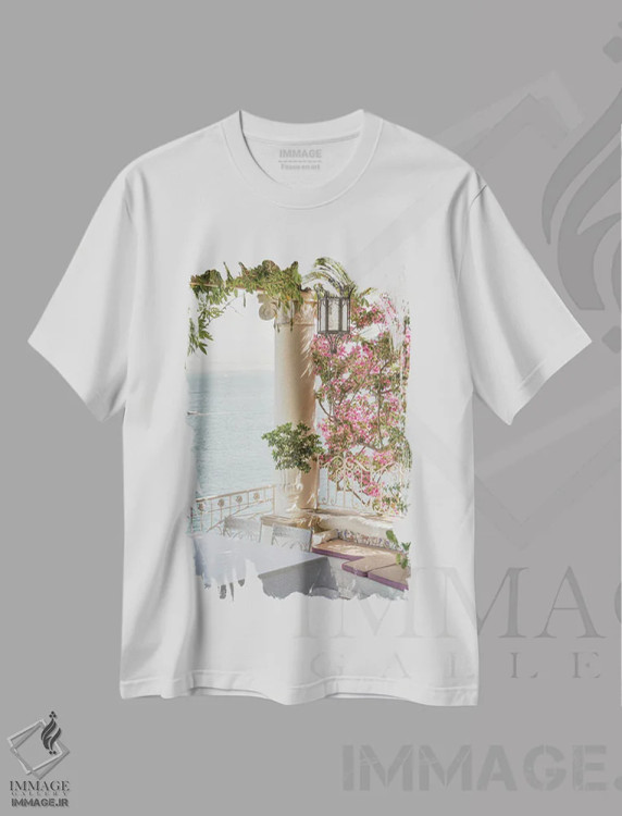 تیشرت سفید طرح دار حال وهوای سورنتو، مدیوم اثر هنریکه شنک | immage.ir