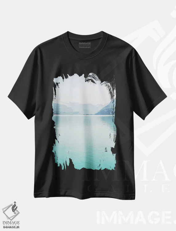 تیشرت مشکی طرح دار دریاچه بریِنتس در سوئیس، مدیوم اثر هنریکه شنک | فروشگاه ایماژ