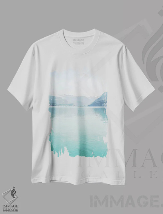 تیشرت سفید طرح دار دریاچه بریِنتس در سوئیس، مدیوم اثر هنریکه شنک | immage.ir