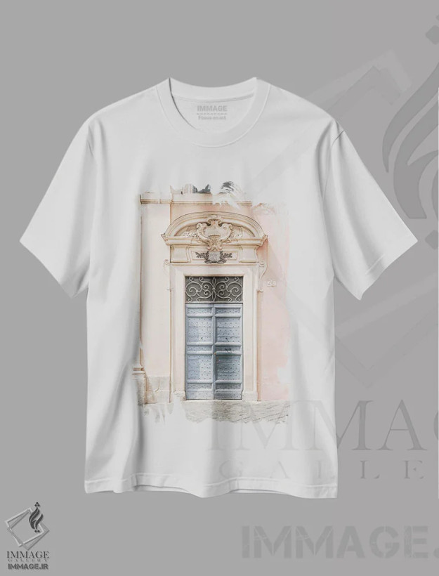 تیشرت سفید طرح دار درب پاستلی در رم، مدیوم اثر هنریکه شنک | فروشگاه ایماژ