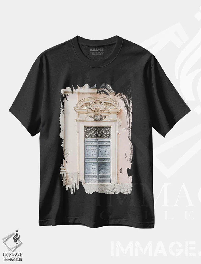 تیشرت مشکی طرح دار درب پاستلی در رم، مدیوم اثر هنریکه شنک | immage.ir