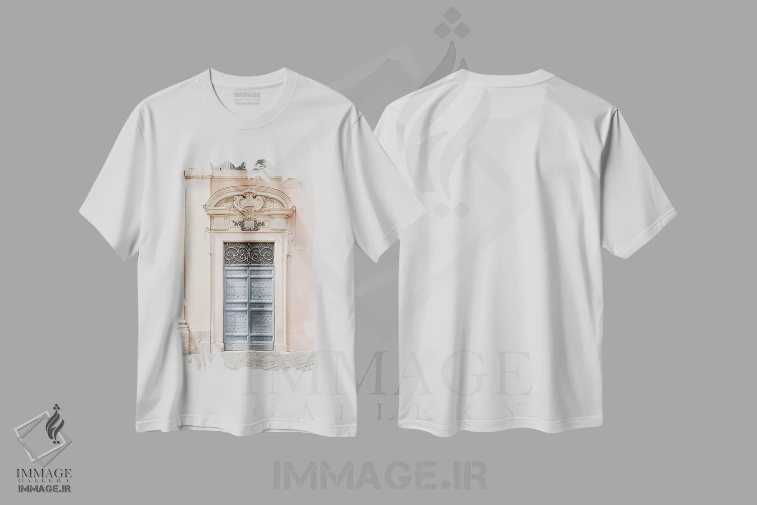 تیشرت سفید طرح دار درب پاستلی در رم، مدیوم اثر هنریکه شنک | فروشگاه ایماژ