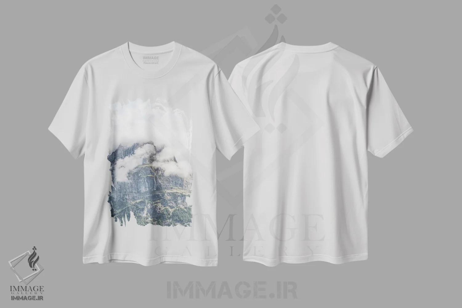 تیشرت سفید طرح دار نمای کوه ایگر در سوئیس، مدیوم اثر هنریکه شنک | immage.ir