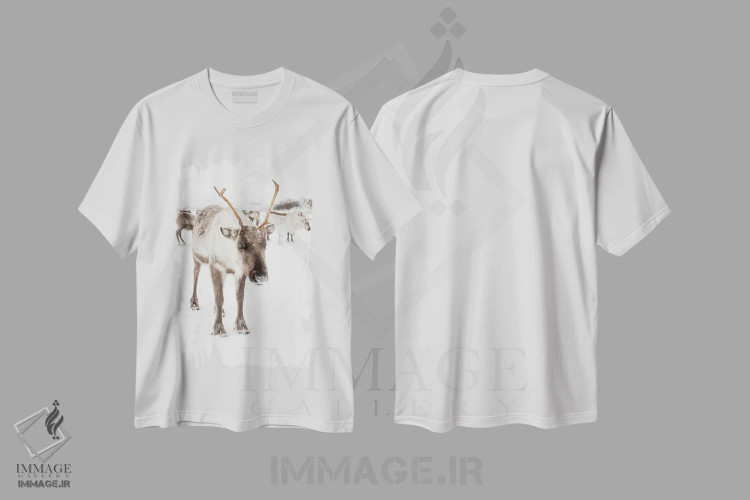 تیشرت سفید طرح دار گوزن شمالی در لاپلند اسکاندیناوی، مدیوم اثر هنریکه شنک | immage.ir