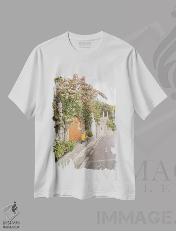 تیشرت سفید طرح دار جاده های جزیره کاپری، مدیوم اثر هنریکه شنک | immage.ir