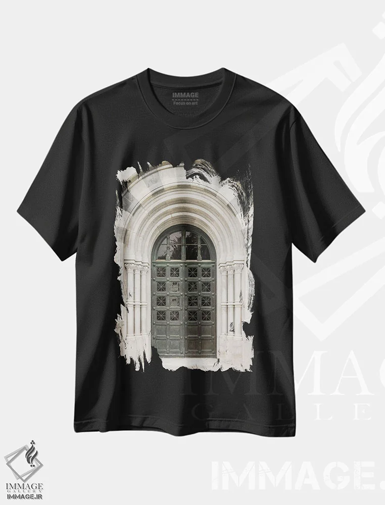 تیشرت مشکی طرح دار France,درب قدیمی در نیس، فرانسه، مدیوم اثر هنریکه شنک | فروشگاه ایماژ