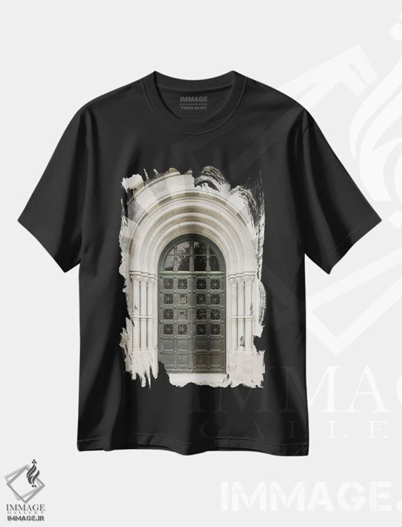تیشرت مشکی طرح دار France,درب قدیمی در نیس، فرانسه، مدیوم اثر هنریکه شنک | فروشگاه ایماژ