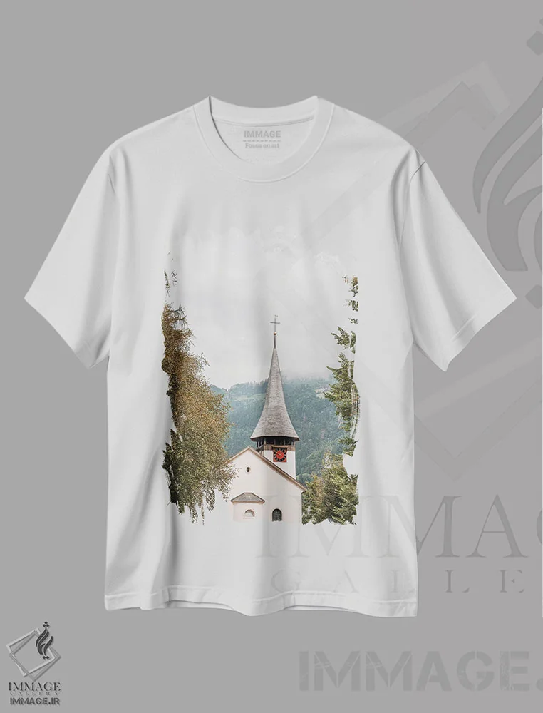 تیشرت سفید طرح دار Switzerland,کلیسای لاتربرونن، سوئیس، مدیوم اثر هنریکه شنک | immage.ir