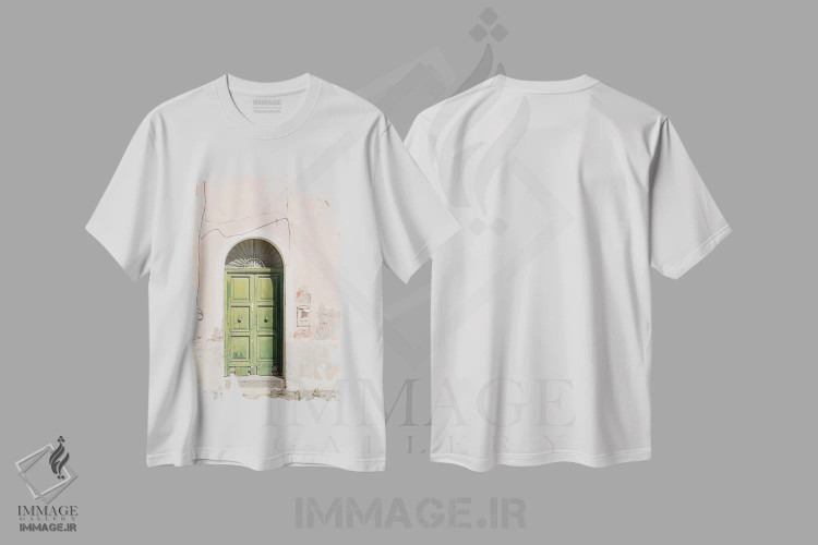 تیشرت سفید طرح دار درب سبز ایتالیایی، مدیوم اثر هنریکه شنک | فروشگاه ایماژ
