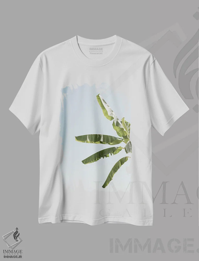 تیشرت سفید طرح دار برگ های در حال موج، عکاسی ماکرو اثر هنریکه شنک | immage.ir