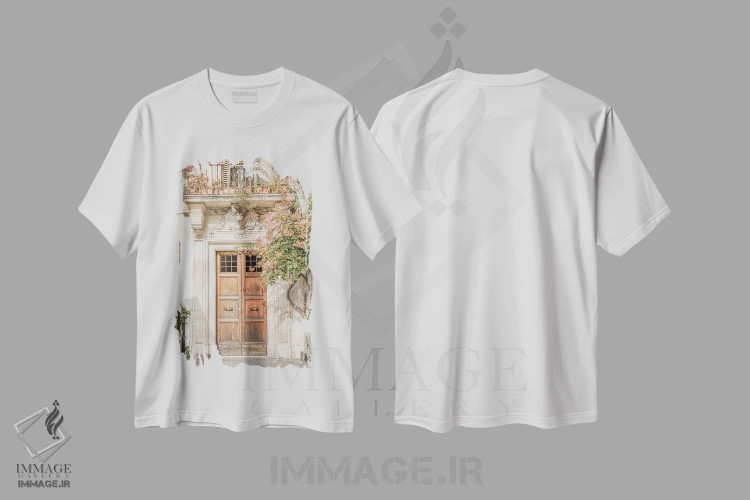 تیشرت سفید طرح دار ورودی گلکاری شده در رم، مدیوم اثر هنریکه شنک | فروشگاه ایماژ
