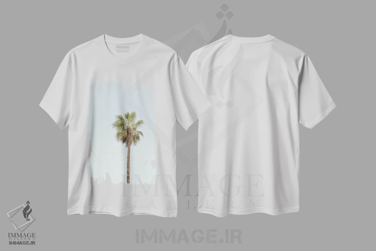 تیشرت سفید طرح دار درخت نخل کالیفرنیا، مدیوم اثر هنریکه شنک | فروشگاه ایماژ
