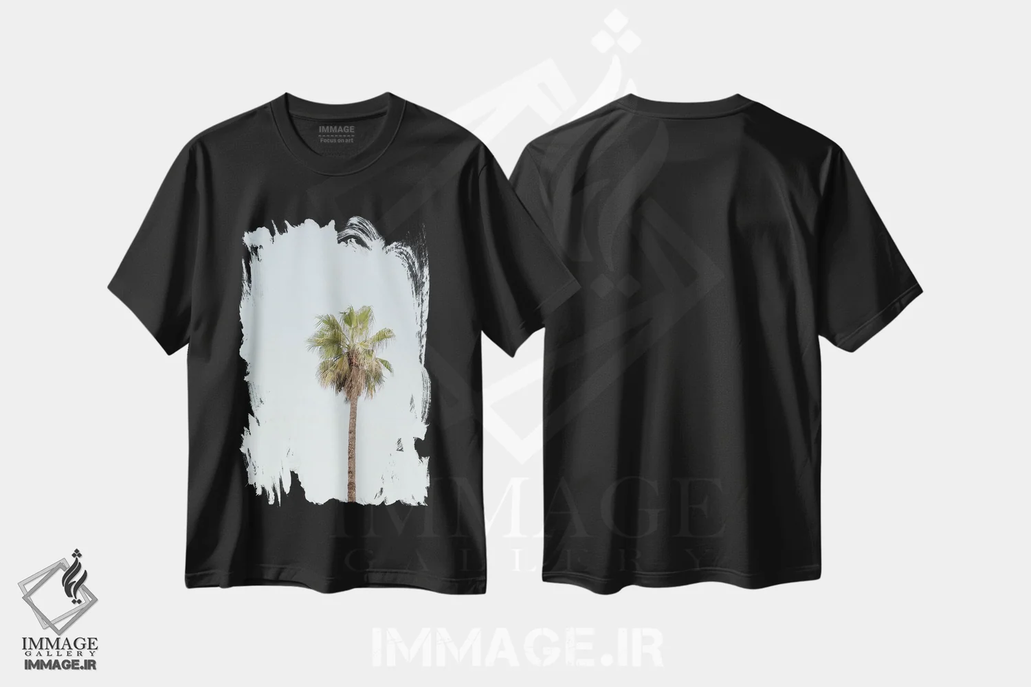 تیشرت مشکی طرح دار درخت نخل کالیفرنیا، مدیوم اثر هنریکه شنک | immage.ir