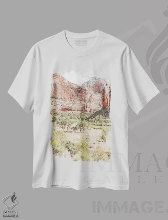 تیشرت سفید طرح دار چمنزار پارک ملی زایان، مدیوم اثر هنریکه شنک | immage.ir