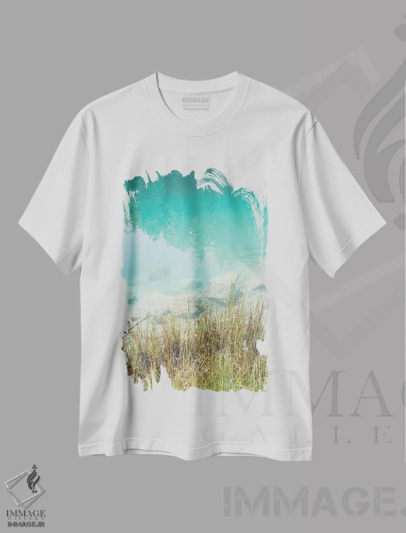 تیشرت سفید طرح دار کنار دریاچه، مدیوم اثر هنریکه شنک | فروشگاه ایماژ